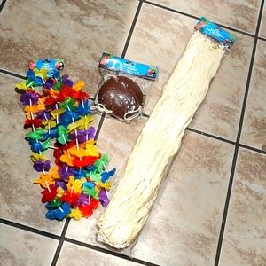 Luau Grass Skirt, Coconut Bikini Top, Leis Set Luau party accessories